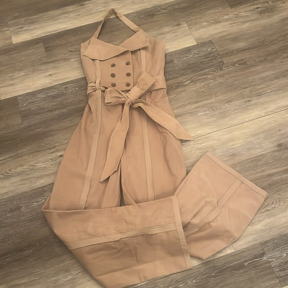 Making the Cut corduroy wide leg Halter Deconstructed Jumpsuit size Medium NWT - Picture 10 of 15